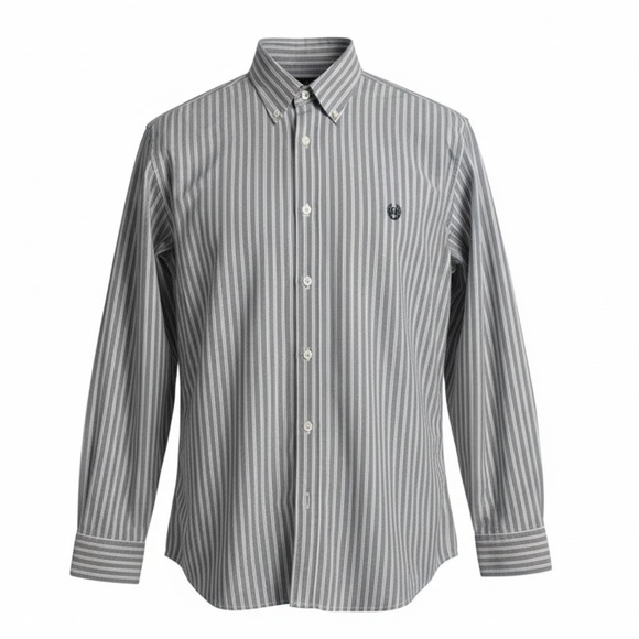 Chaps Other - Chaps Classic Fit Button Down Shirt Mens XL Gray And White Stripes PREPPY